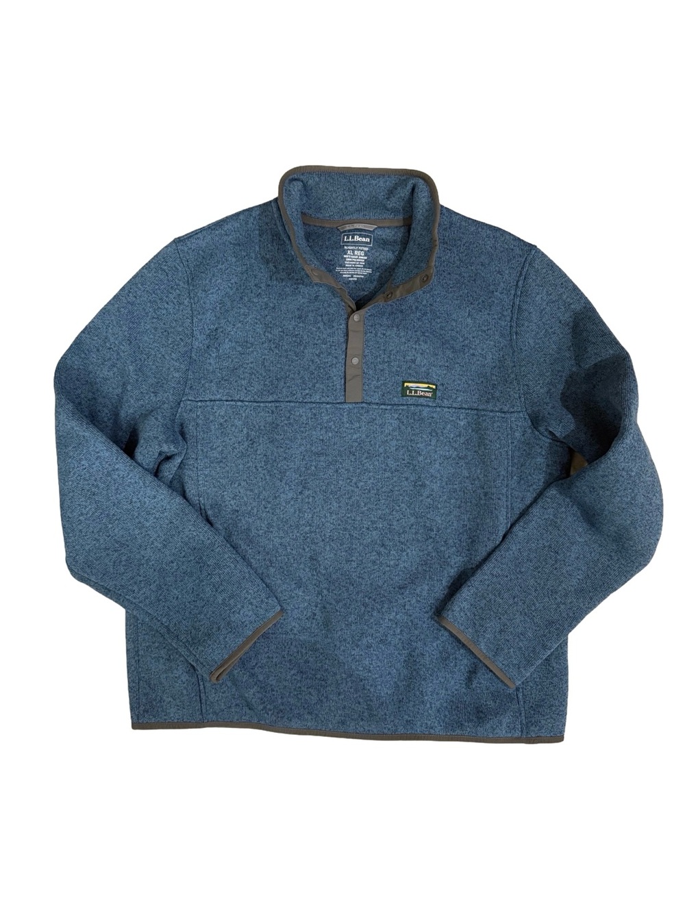 L.L. Bean Men’s Sweater Fleece Pullover Slightly Fitted in Blue | XL